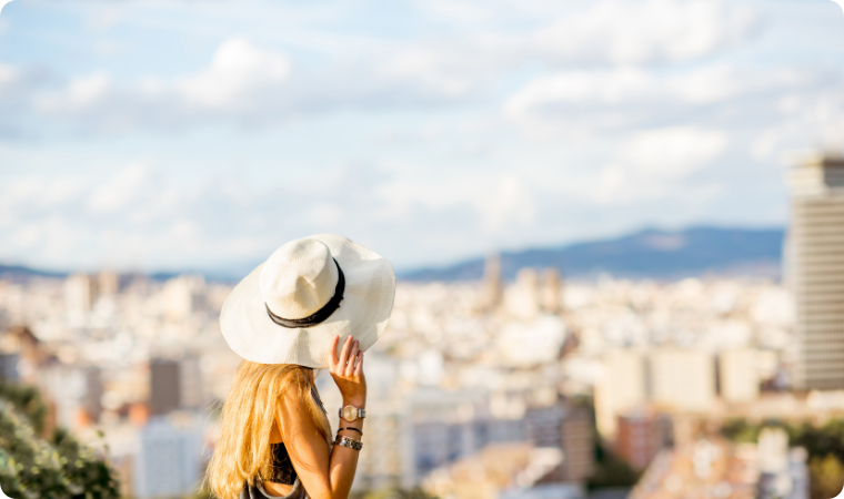 lady with city in background